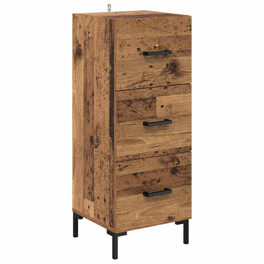 Highboard met lade Oud Hout 34,5 x 34 x 180 cm Bewerkt hout