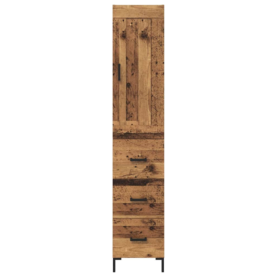 Highboard met lade Oud Hout 34,5 x 34 x 180 cm Bewerkt hout