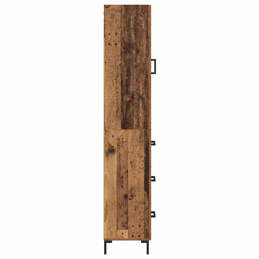 Highboard met lade Oud Hout 34,5 x 34 x 180 cm Bewerkt hout