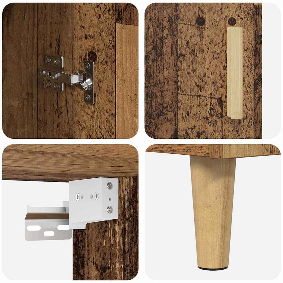 Hoge kast Oud Hout 69,5 x 32,5 x 180 cm Bewerkt hout