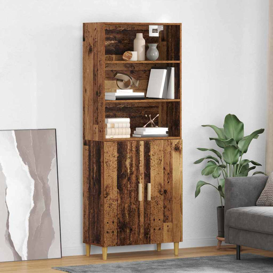 Hoge kast Oud Hout 69,5 x 32,5 x 180 cm Bewerkt hout
