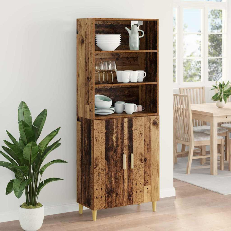 Hoge kast Oud Hout 69,5 x 32,5 x 180 cm Bewerkt hout