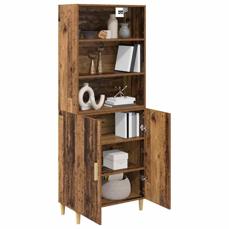 Hoge kast Oud Hout 69,5 x 32,5 x 180 cm Bewerkt hout