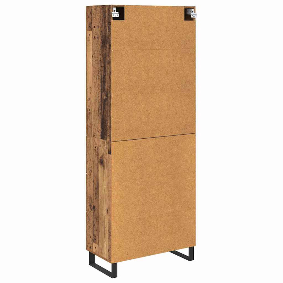 Hoge kast met lade 2 pcs Oud Hout Geengineerd Hout en Glas