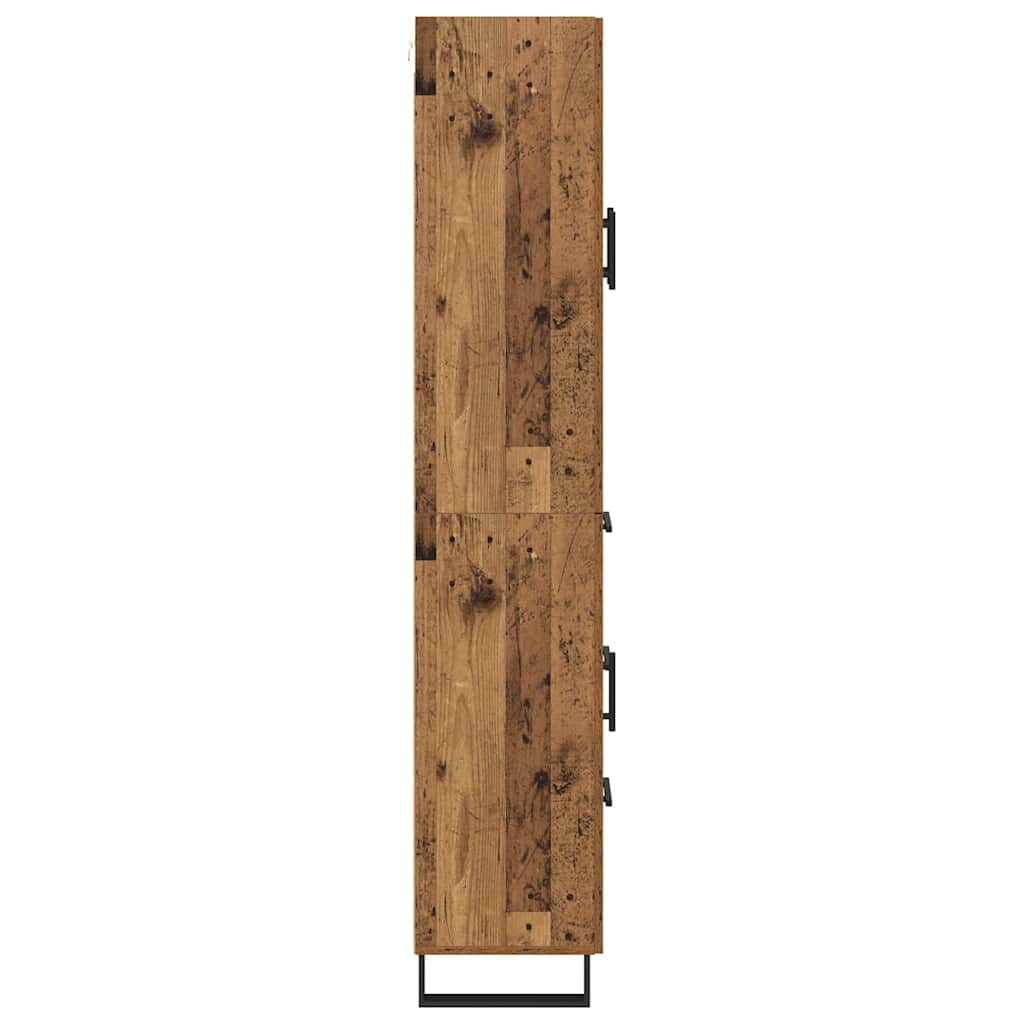 Hoge kast met lade 2 pcs Oud Hout Geengineerd Hout en Glas