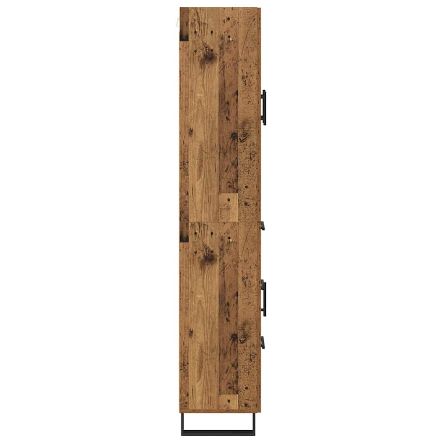Hoge kast met lade 2 pcs Oud Hout Geengineerd Hout en Glas