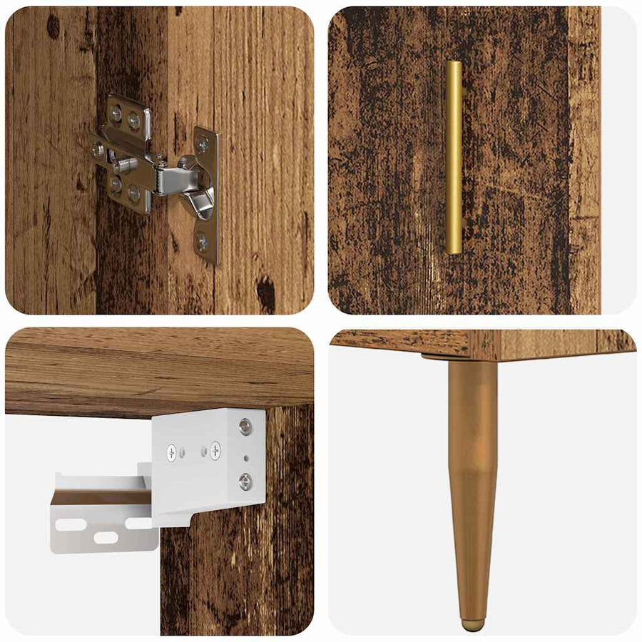 Hoge kast Oud Hout 69,5 x 34 x 180 cm Bewerkt hout