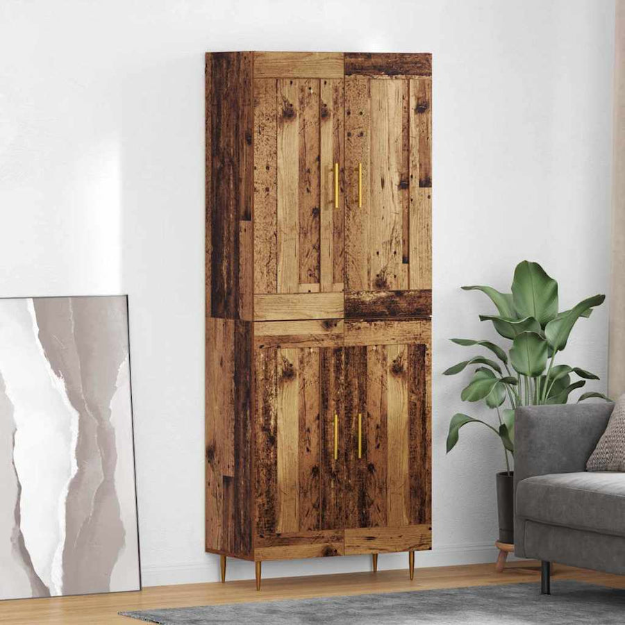 Hoge kast Oud Hout 69,5 x 34 x 180 cm Bewerkt hout