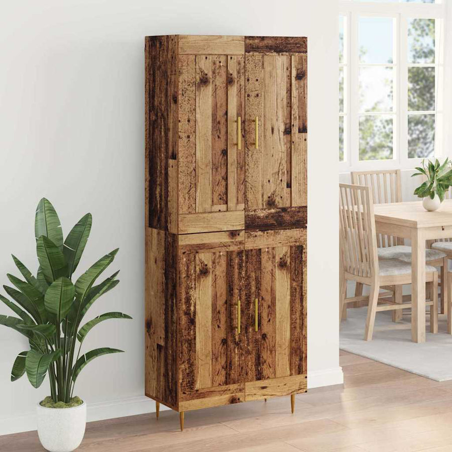 Hoge kast Oud Hout 69,5 x 34 x 180 cm Bewerkt hout