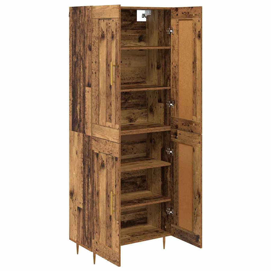 Hoge kast Oud Hout 69,5 x 34 x 180 cm Bewerkt hout