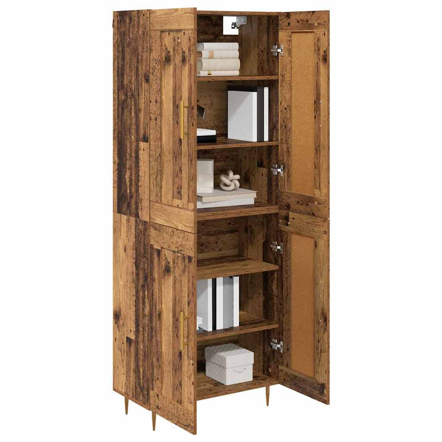 Hoge kast Oud Hout 69,5 x 34 x 180 cm Bewerkt hout