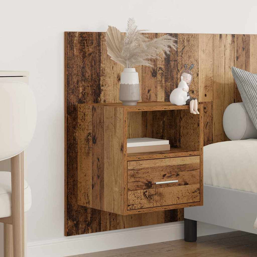 Hoofdbord Met Kast met lade 3 pcs Oud Hout Bewerkt hout