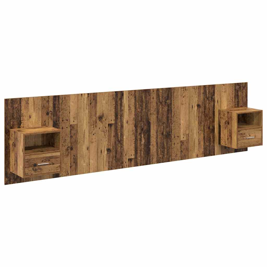 Hoofdbord Met Kast met lade 3 pcs Oud Hout Bewerkt hout