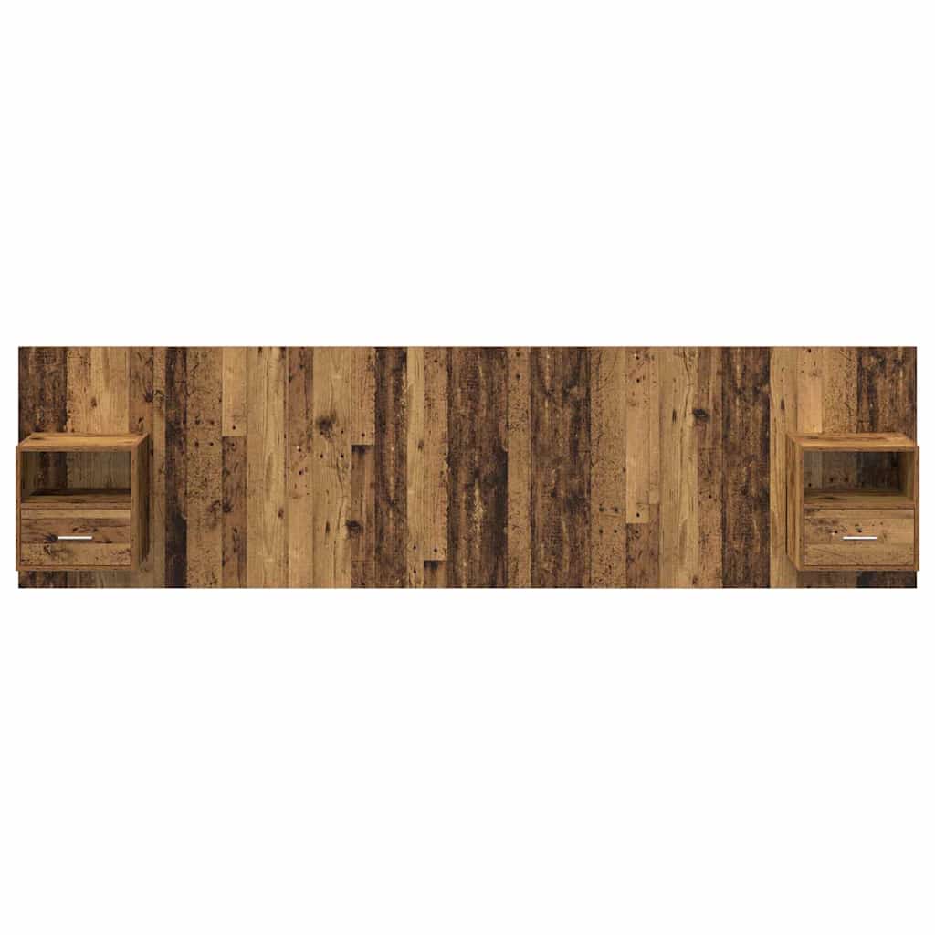 Hoofdbord Met Kast met lade 3 pcs Oud Hout Bewerkt hout