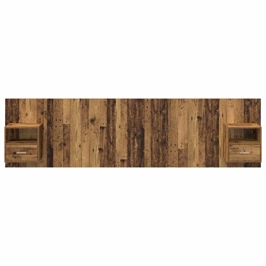 Hoofdbord Met Kast met lade 3 pcs Oud Hout Bewerkt hout