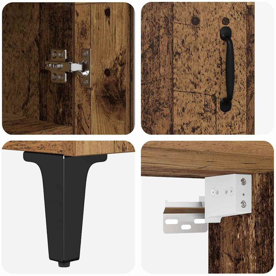 Highboard Oud Hout 69,5 x 34 x 180 cm Bewerkt hout