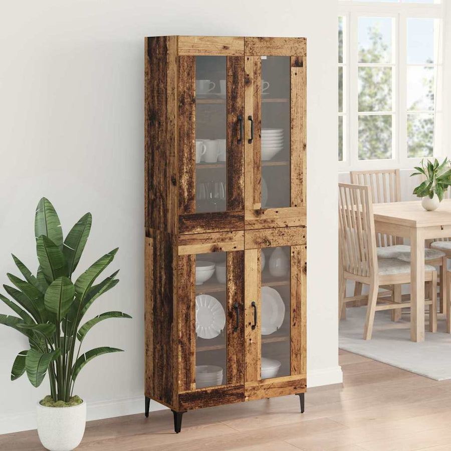 Highboard Oud Hout 69,5 x 34 x 180 cm Bewerkt hout