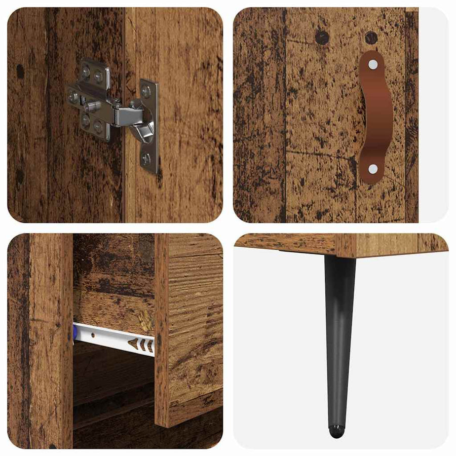Highboard Kast Wandgemonteerd 2 pcs Oudhout Bewerkt hout