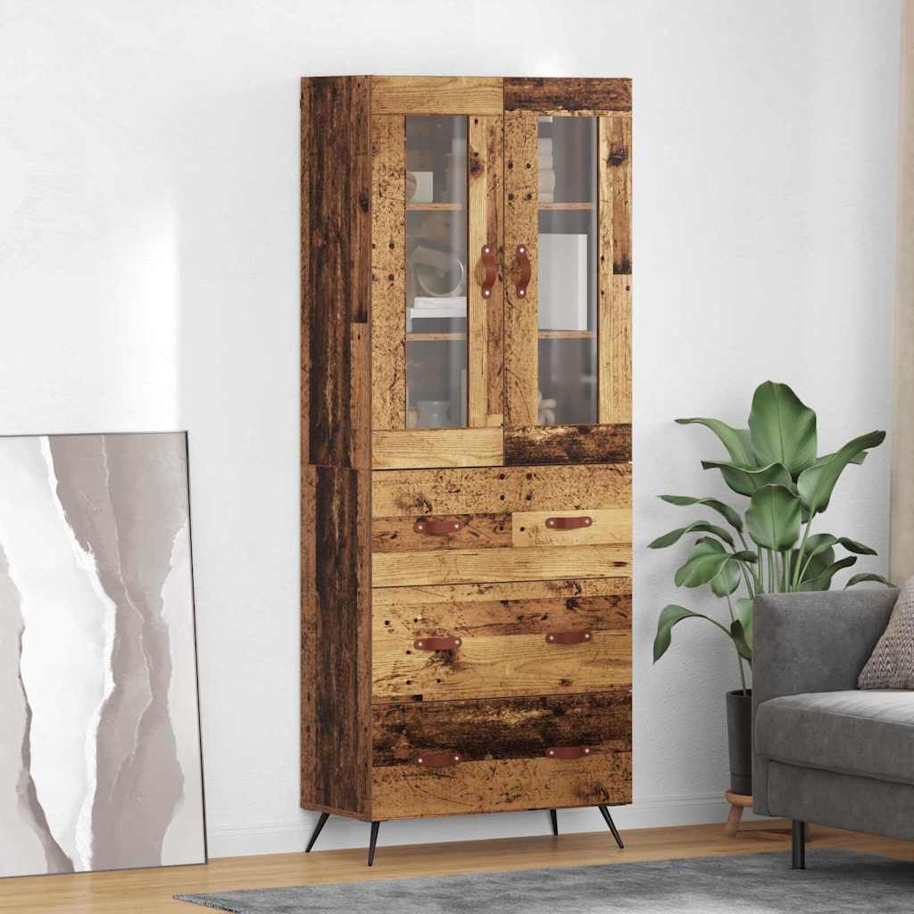 Highboard Kast Wandgemonteerd 2 pcs Oudhout Bewerkt hout