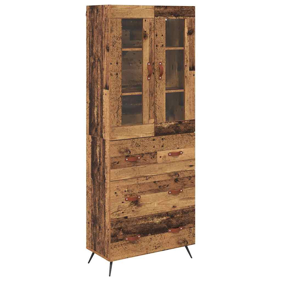 Highboard Kast Wandgemonteerd 2 pcs Oudhout Bewerkt hout
