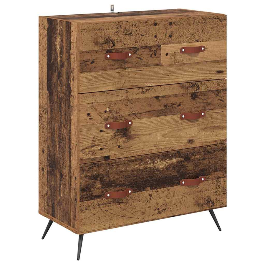 Highboard Kast Wandgemonteerd 2 pcs Oudhout Bewerkt hout