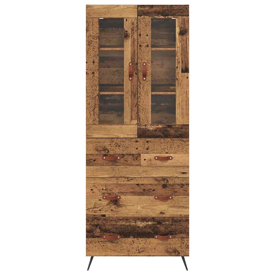 Highboard Kast Wandgemonteerd 2 pcs Oudhout Bewerkt hout