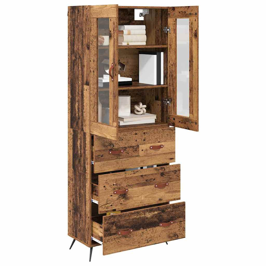 Highboard Kast Wandgemonteerd 2 pcs Oudhout Bewerkt hout