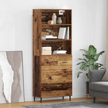 Highboard met lade 2 pcs Oud Hout Geengineerd Hout en Glas