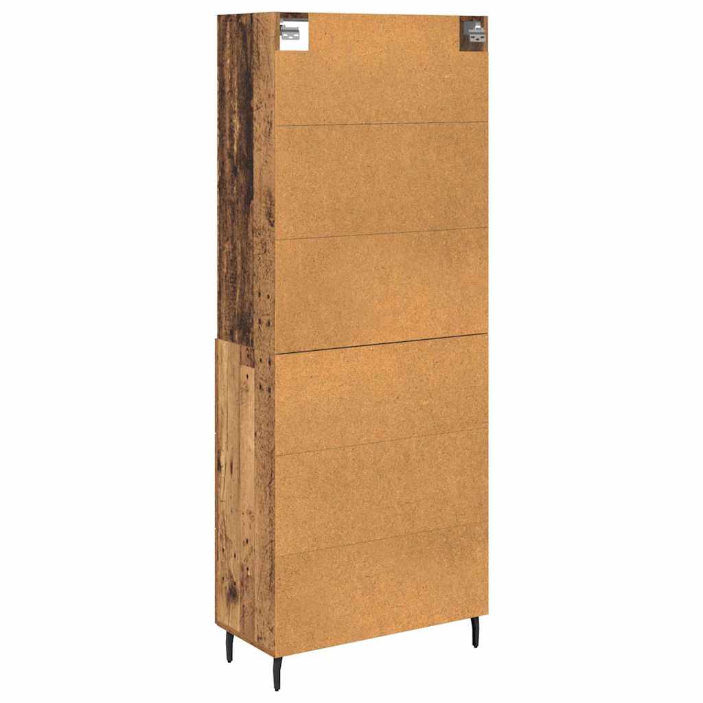 Highboard met lade 2 pcs Oud Hout Geengineerd Hout en Glas