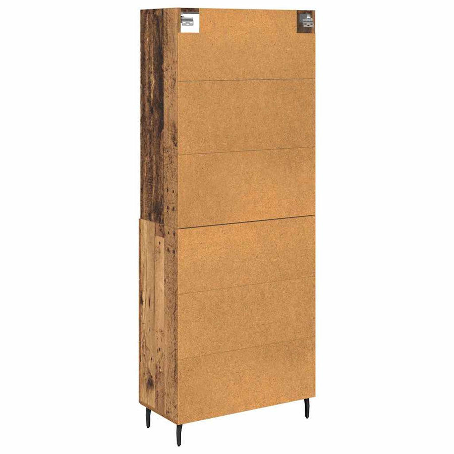 Highboard met lade 2 pcs Oud Hout Geengineerd Hout en Glas