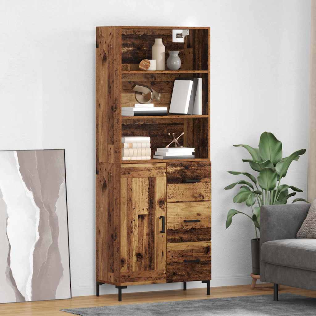 Hoge kast met lade Oud Hout 69,5 x 32,5 x 180 cm Bewerkt hout
