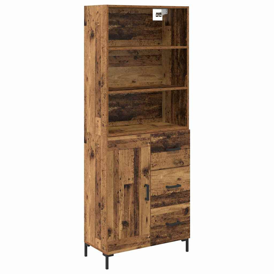 Hoge kast met lade Oud Hout 69,5 x 32,5 x 180 cm Bewerkt hout