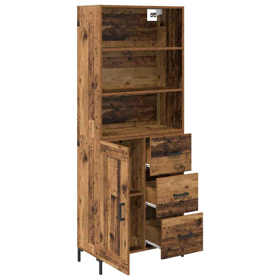 Hoge kast met lade Oud Hout 69,5 x 32,5 x 180 cm Bewerkt hout