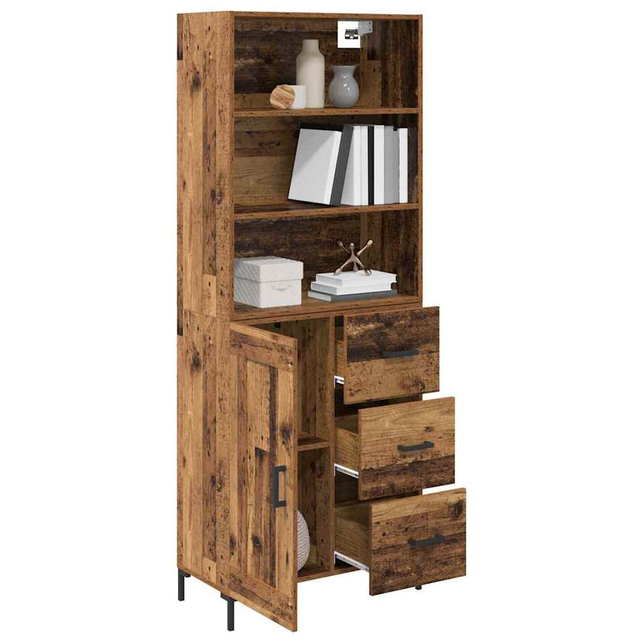 Hoge kast met lade Oud Hout 69,5 x 32,5 x 180 cm Bewerkt hout