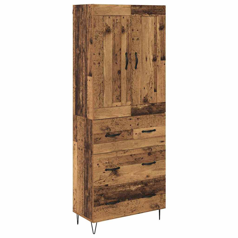 Highboard met lade Oud Hout 69,5 x 34 x 180 cm Bewerkt hout