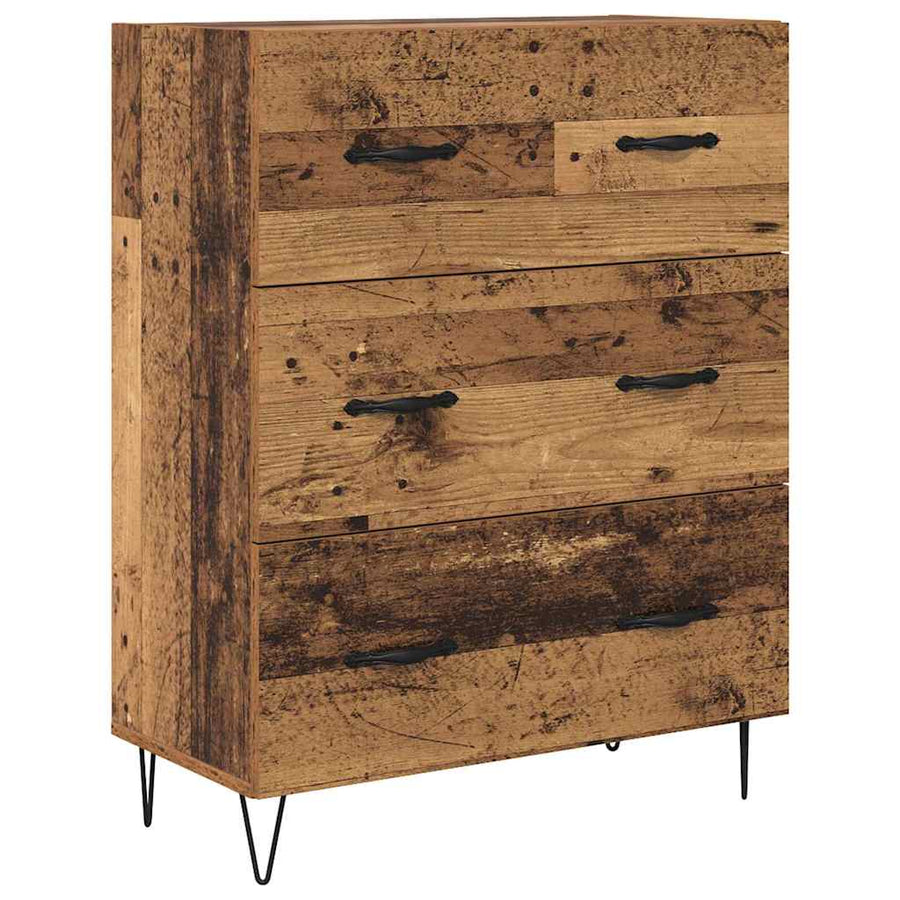 Highboard met lade Oud Hout 69,5 x 34 x 180 cm Bewerkt hout