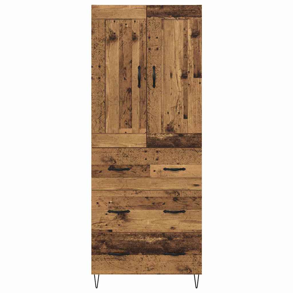 Highboard met lade Oud Hout 69,5 x 34 x 180 cm Bewerkt hout