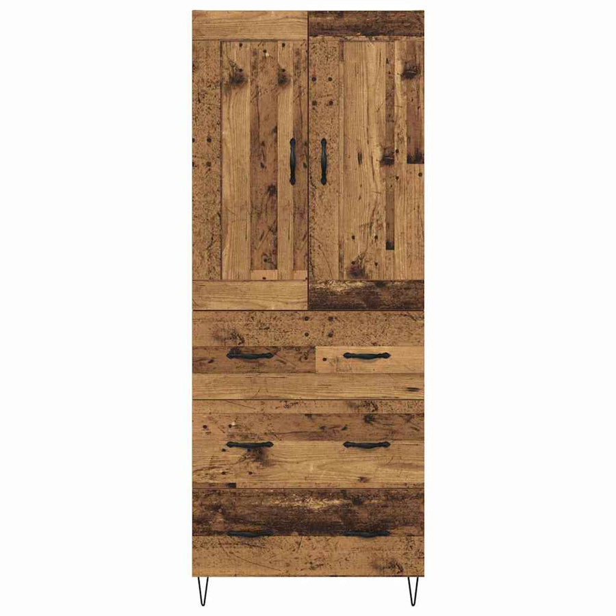 Highboard met lade Oud Hout 69,5 x 34 x 180 cm Bewerkt hout