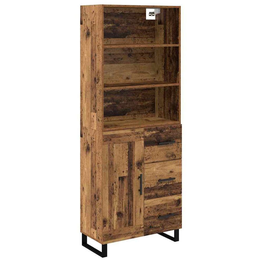 Highboard Oud hout 69,5 x 34 x 180 cm Bewerkt hout
