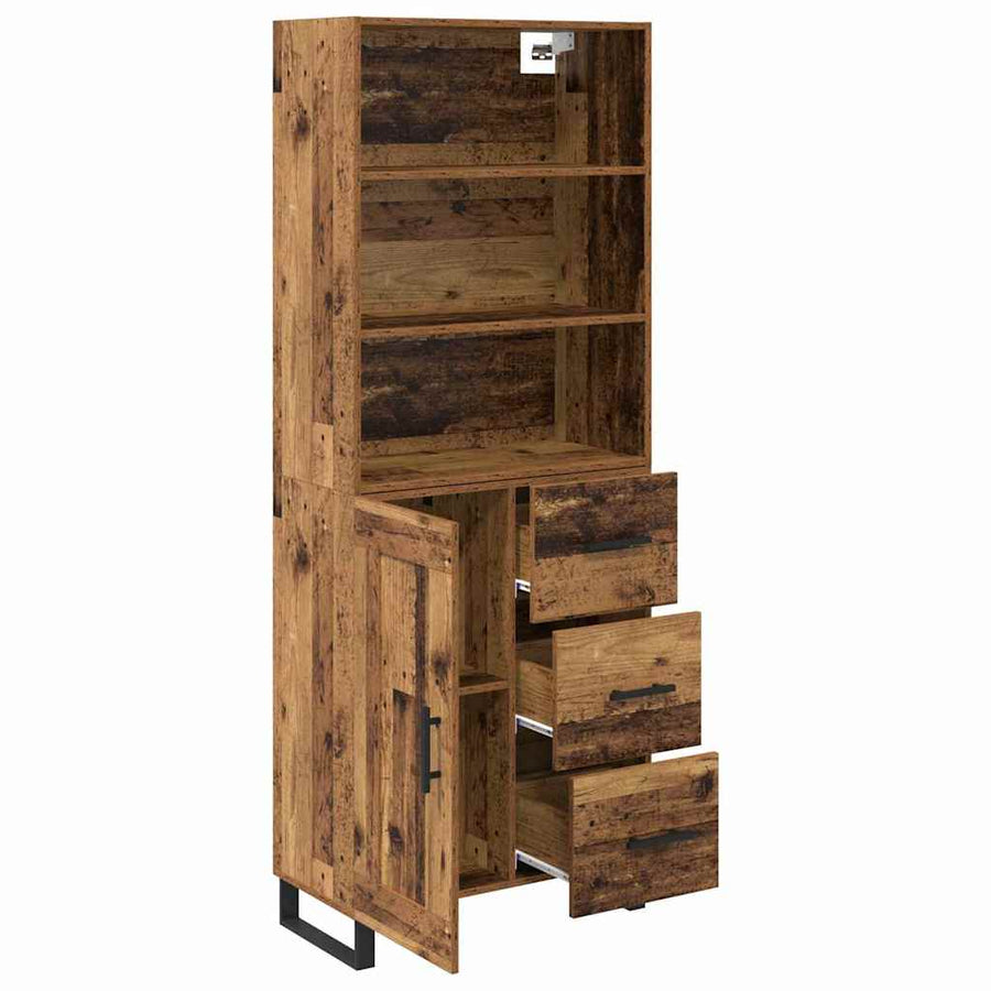 Highboard Oud hout 69,5 x 34 x 180 cm Bewerkt hout