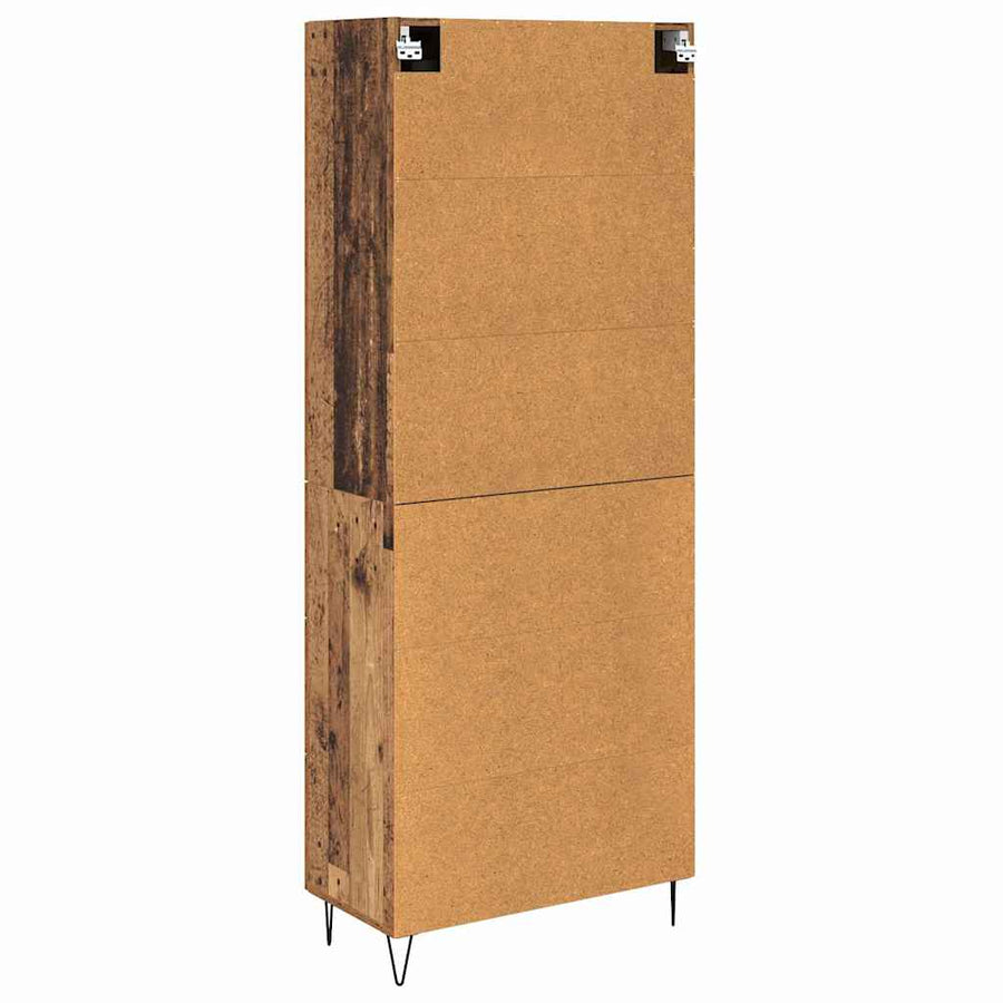 Hoge kast met lade 2 pcs Oud Hout Geengineerd Hout en Glas