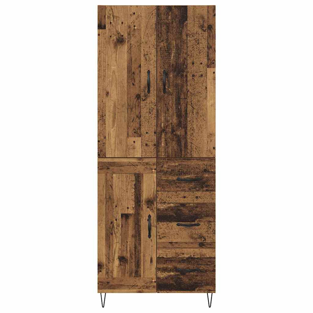 Hoge kast met lade 2 pcs Oud Hout Geengineerd Hout en Glas