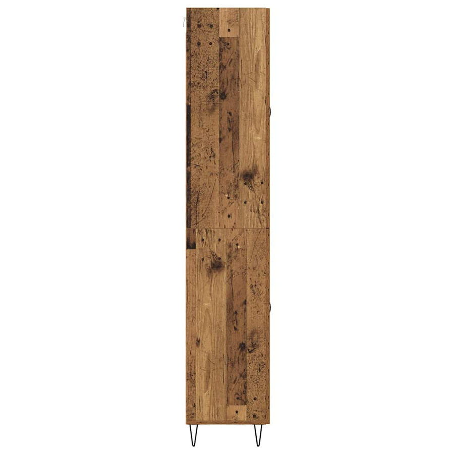 Hoge kast met lade 2 pcs Oud Hout Geengineerd Hout en Glas