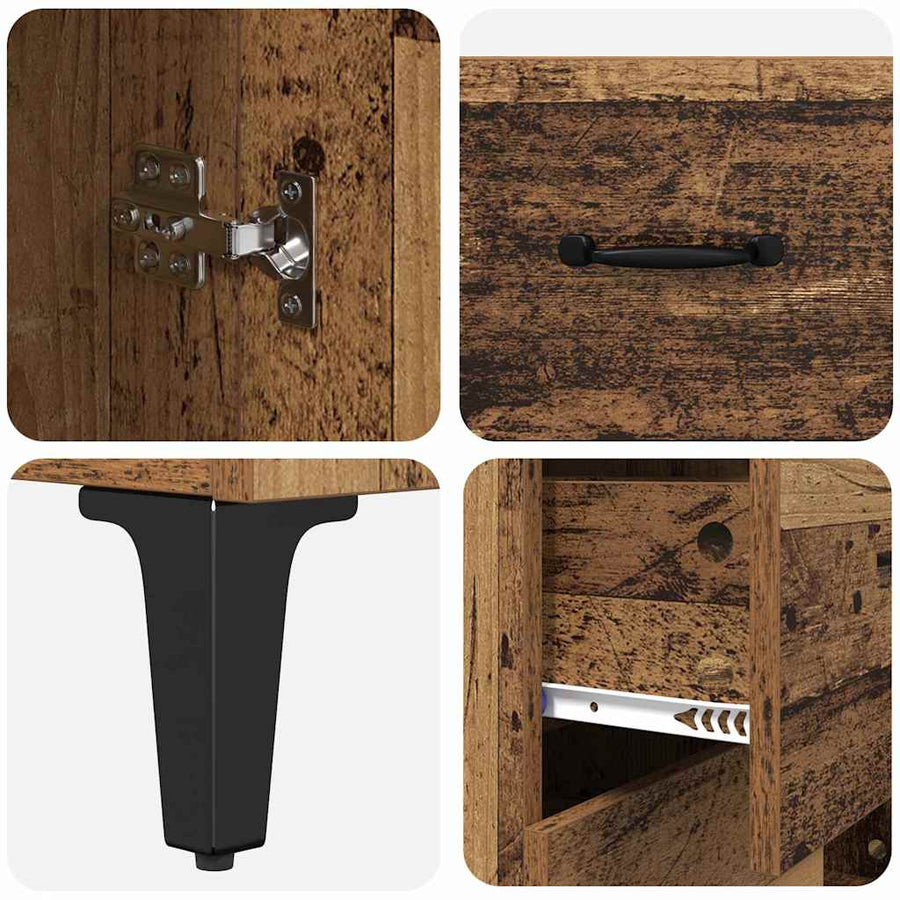 Highboard met lade Oud Hout 69,5 x 34 x 180 cm Bewerkt hout