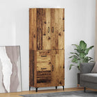 Highboard 69,5x34x180 cm oud hout spaanplaat wandmontage