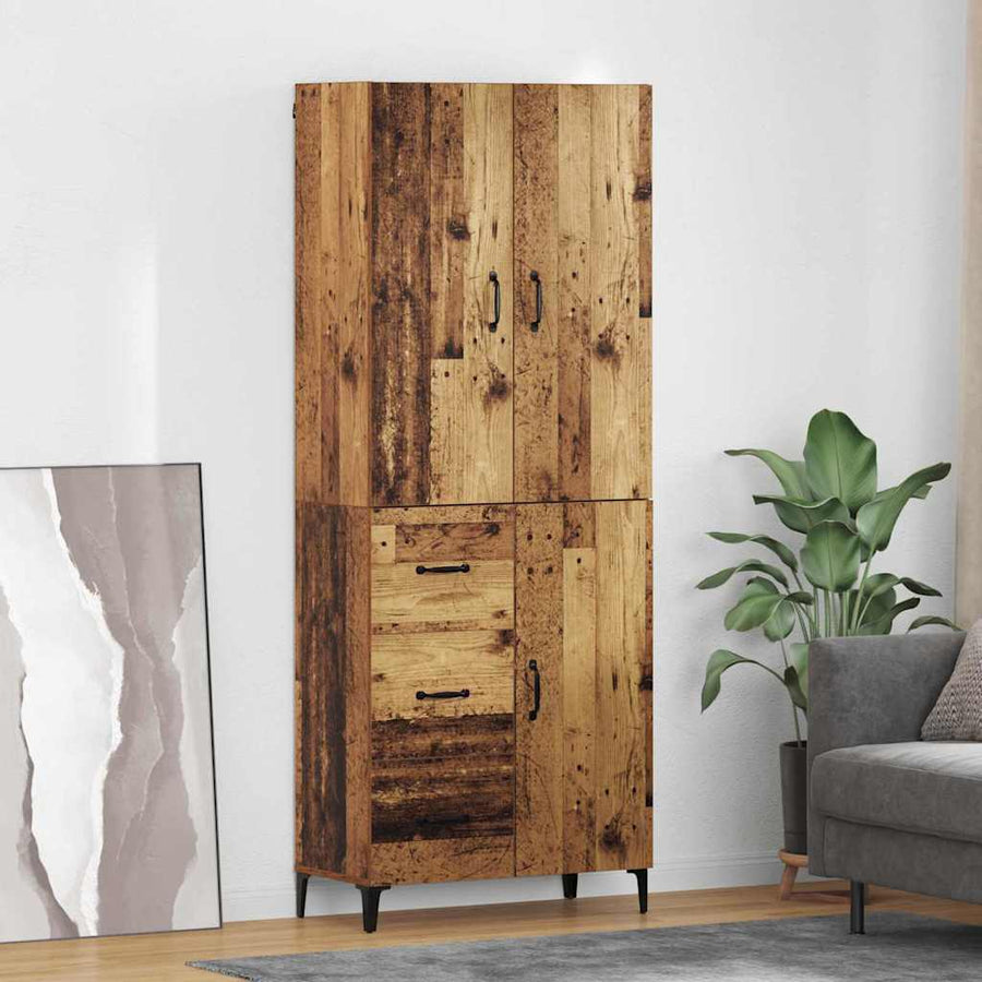 Highboard met lade Oud Hout 69,5 x 34 x 180 cm Bewerkt hout