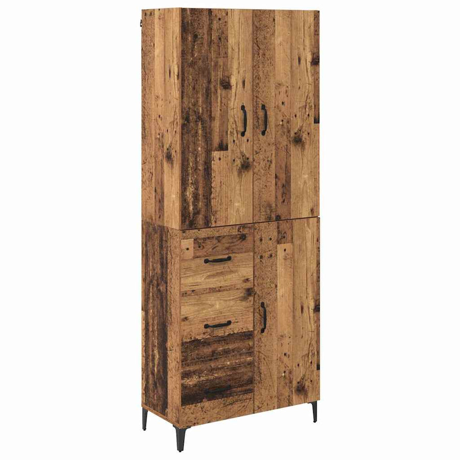 Highboard met lade Oud Hout 69,5 x 34 x 180 cm Bewerkt hout