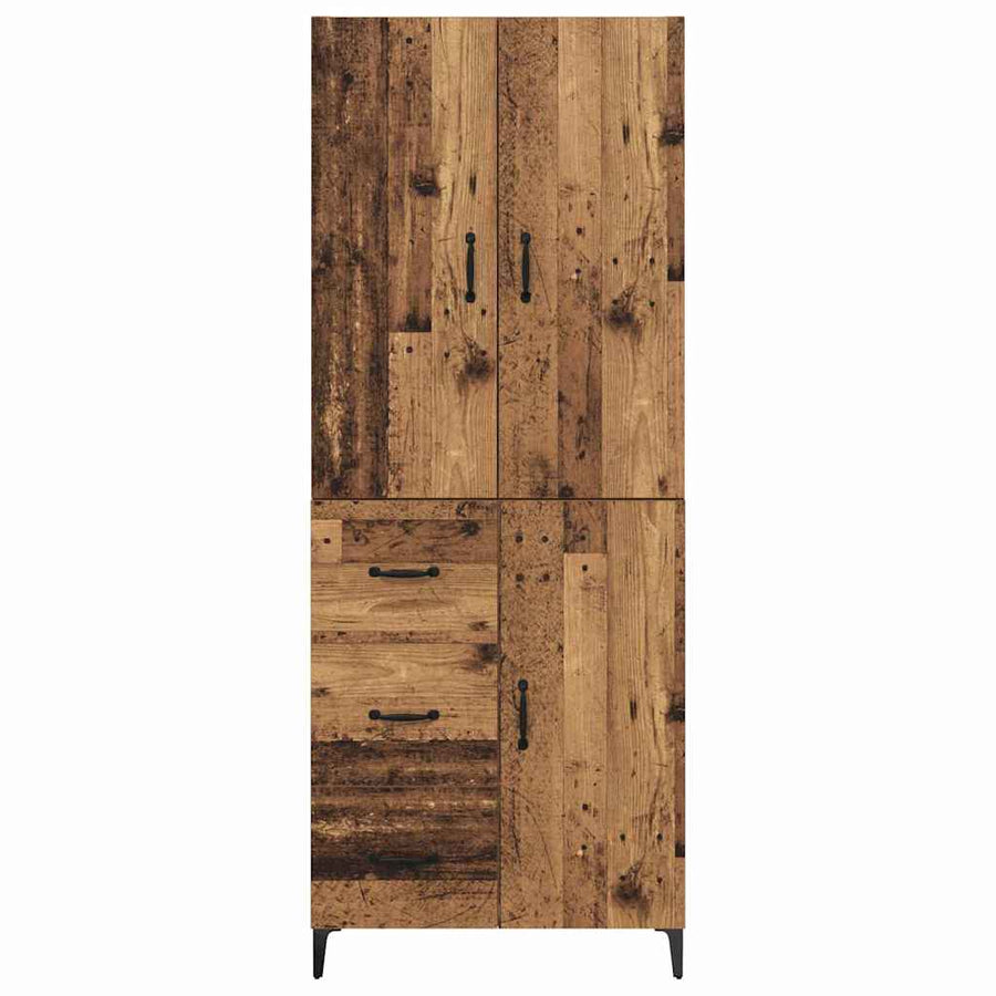 Highboard met lade Oud Hout 69,5 x 34 x 180 cm Bewerkt hout