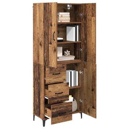 Highboard met lade Oud Hout 69,5 x 34 x 180 cm Bewerkt hout