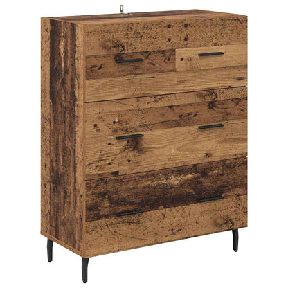 Hoge kast met lade 2 pcs Oud Hout Geengineerd Hout en Glas